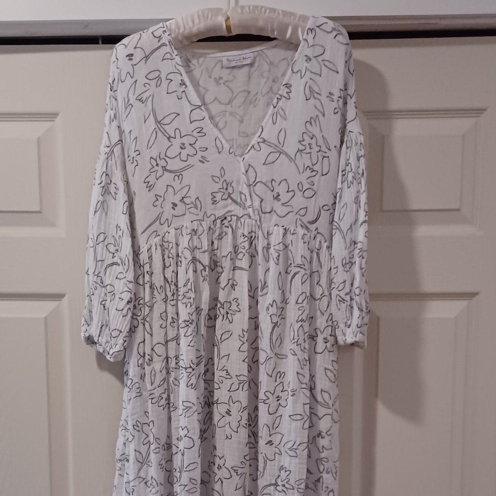 Michael Stars Gauze Midi Dress white/black floral size M